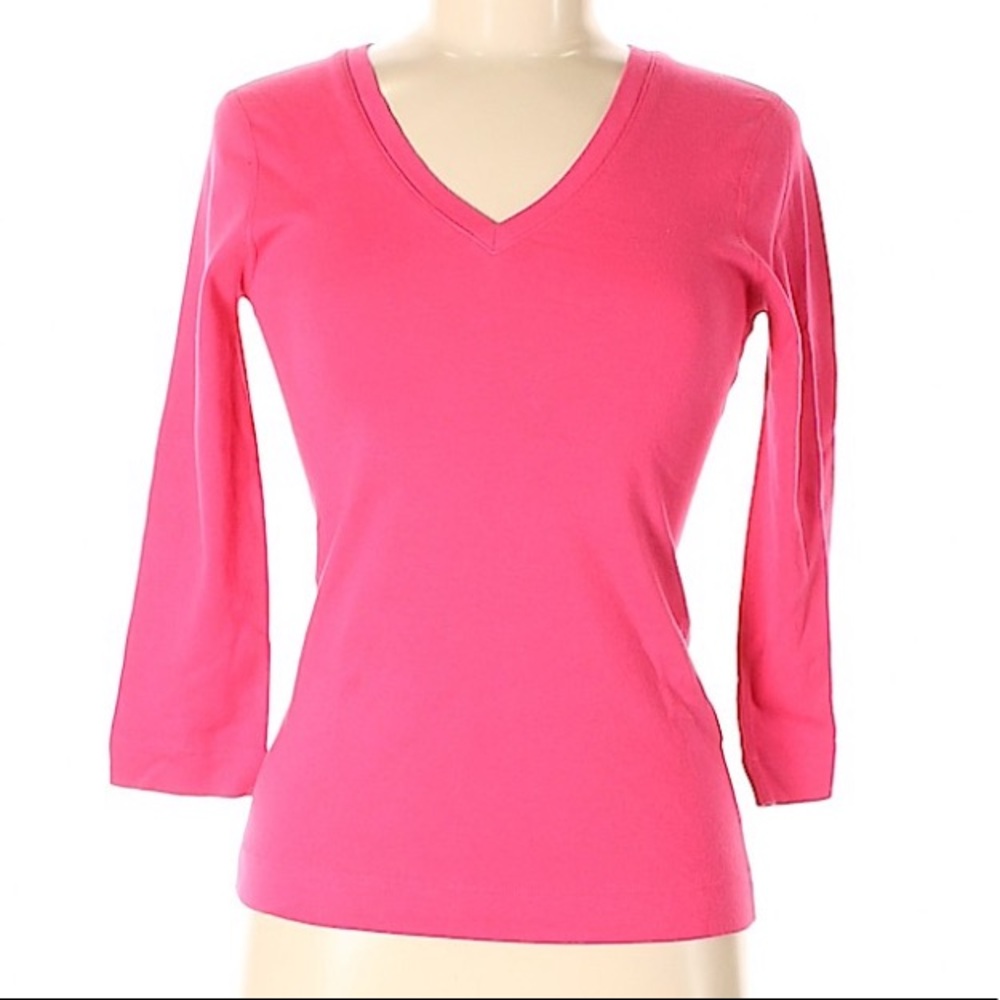 Three Dots Pink 3/4 Sleeve Shirt Medium